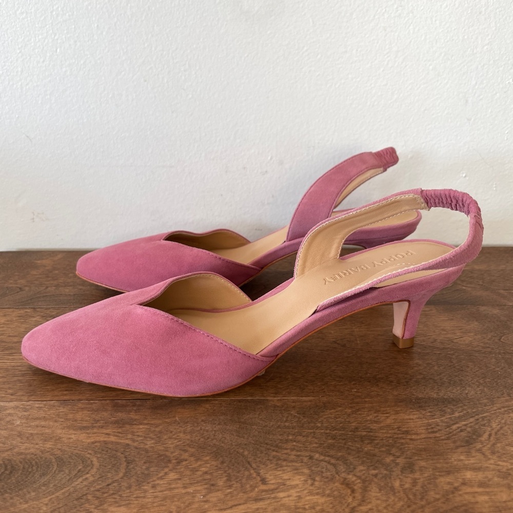 NWOT Poppy Barley Pink Suede Kitten Heels Women's 7